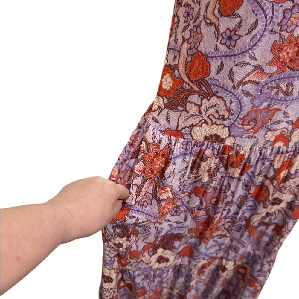Knox Rose Flutter Sleeve A-Line Floral Long Dress Purple Haze Tiers Size Medium. - Picture 6 of 12
